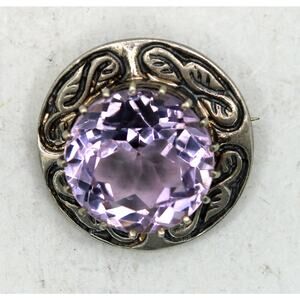 70/80's Scotland Sterling Silver Edinburgh Spinal Stone Brooch